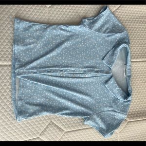 Blue floral button up top